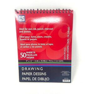 Loew Cornell Drawing Pad 9 in x 12in Spiral 50 Sheets Pen Ink Pencil Charcoal